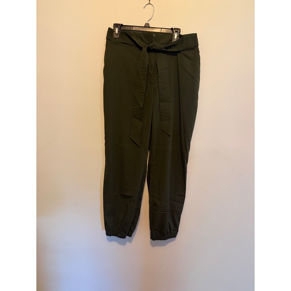 The Limited Pants - The Limited Women Olive Green Tie Waist Jogger Pants Size 14 Tapered Utility Leg